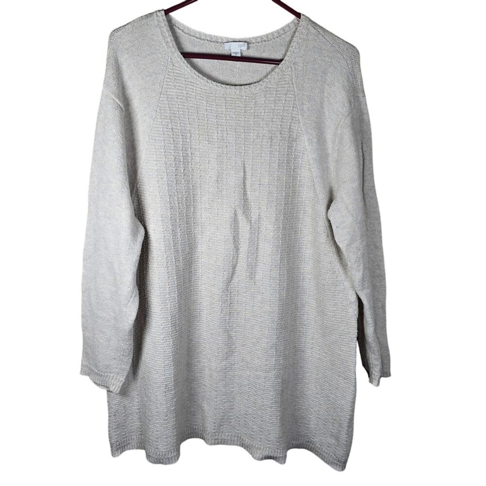 J Jill Sweater Womens Medium Beige Textured Knit Tunic Minimalist Cozy Neutral - Picture 2 of 7